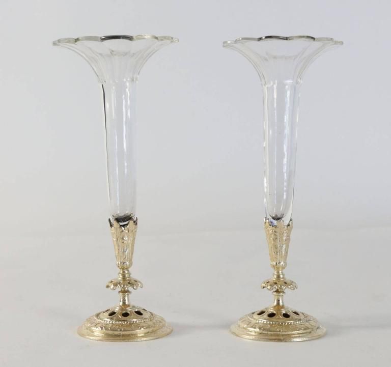 Pair Of Bud Vases, Cristal And Gold Gilt Bronze And Gold Leaf photo furniture