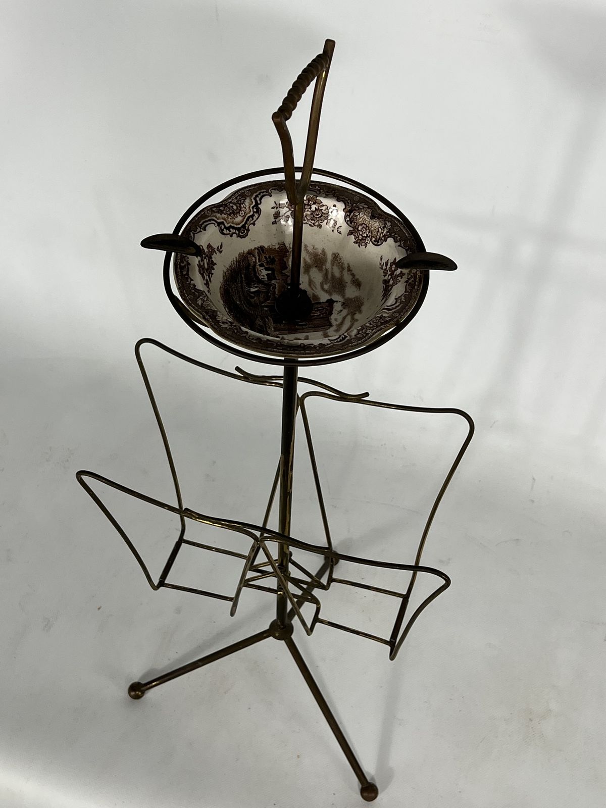 Vintage Italian Brass Magazine Rack From 50s photo vintage