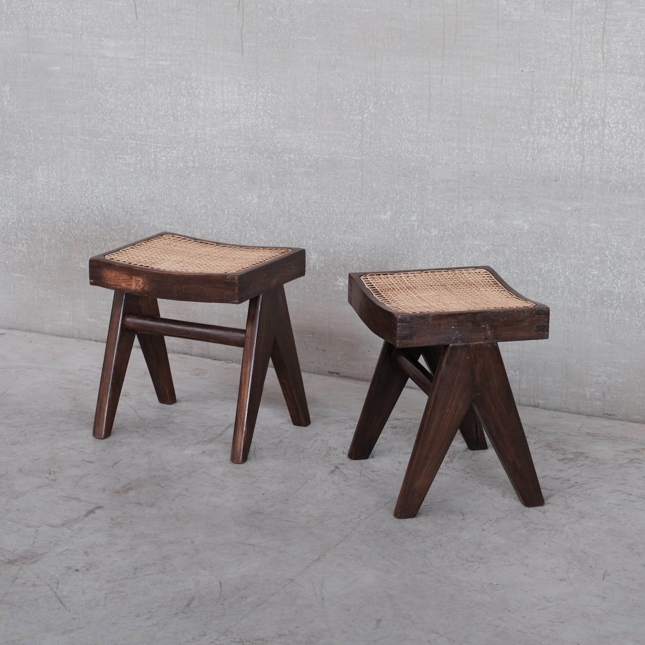 Pair Of Pierre Jeanneret Mid Century Stools Pj Si 34 A photo buy
