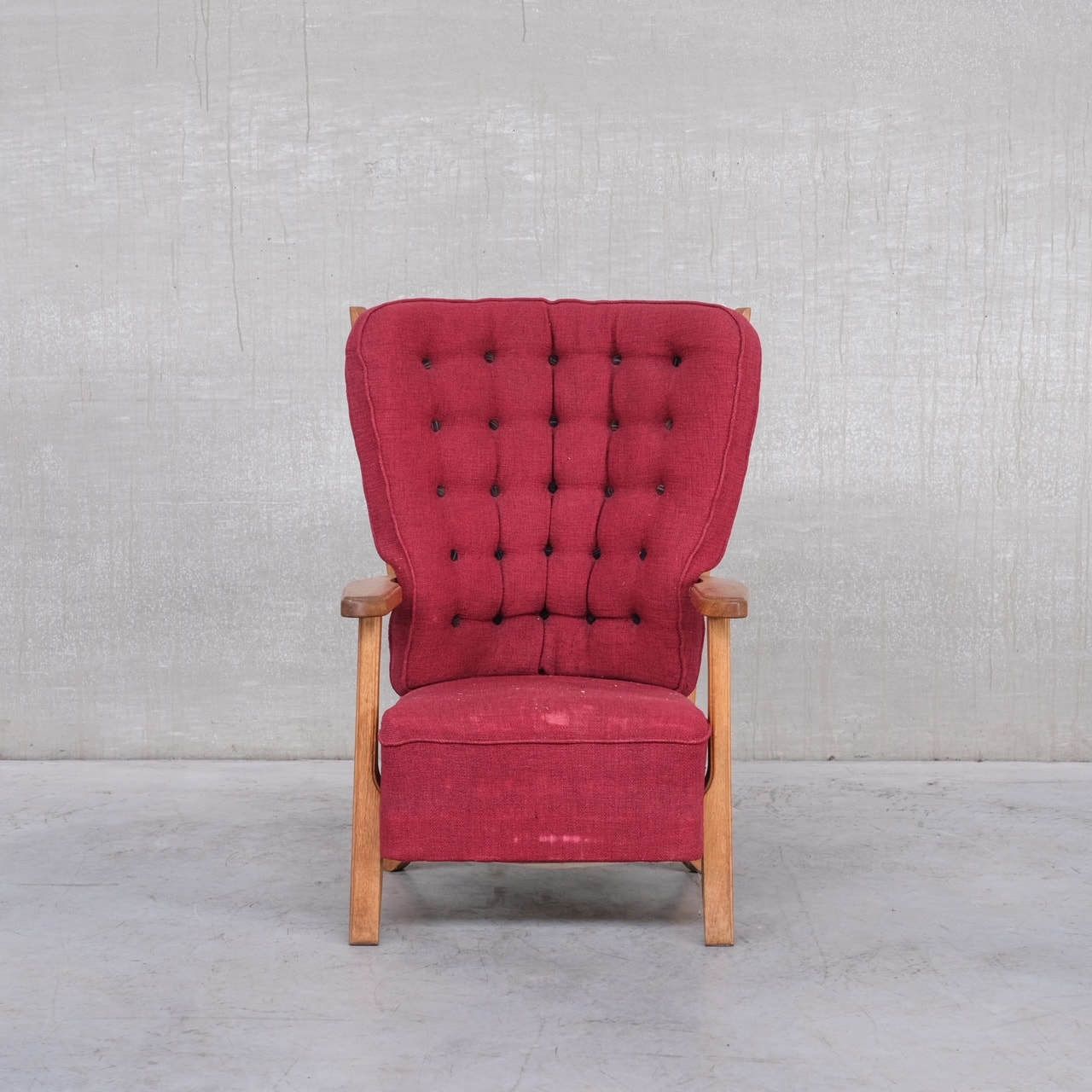 Guillerme Et Chambron Oak Mid Century French Armchair
