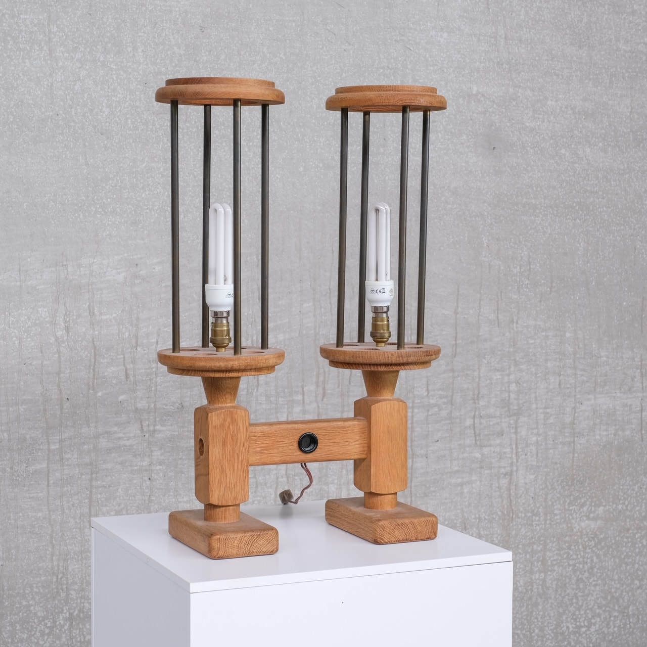 Pair Of Guillerme Et Chambron Mid Century French Table Lamps photo for sale