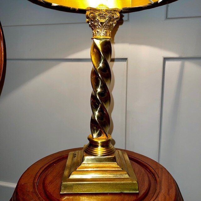 Barley Twist Lampstand With A Crocodilia Velvet Material By Becca Who photo for sale