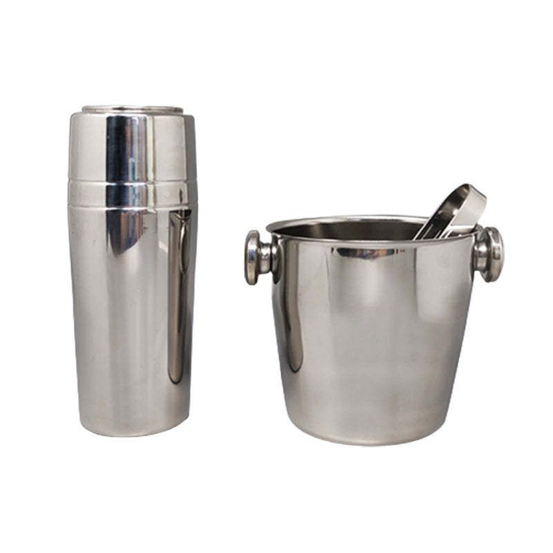 1970s Gorgeous Cocktail Shaker With Ice Bucket By Mepra. Made In Italy
