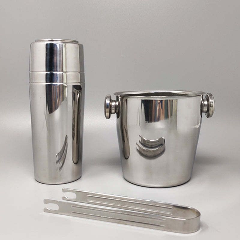 1970s Gorgeous Cocktail Shaker With Ice Bucket By Mepra. Made In Italy photo for sale