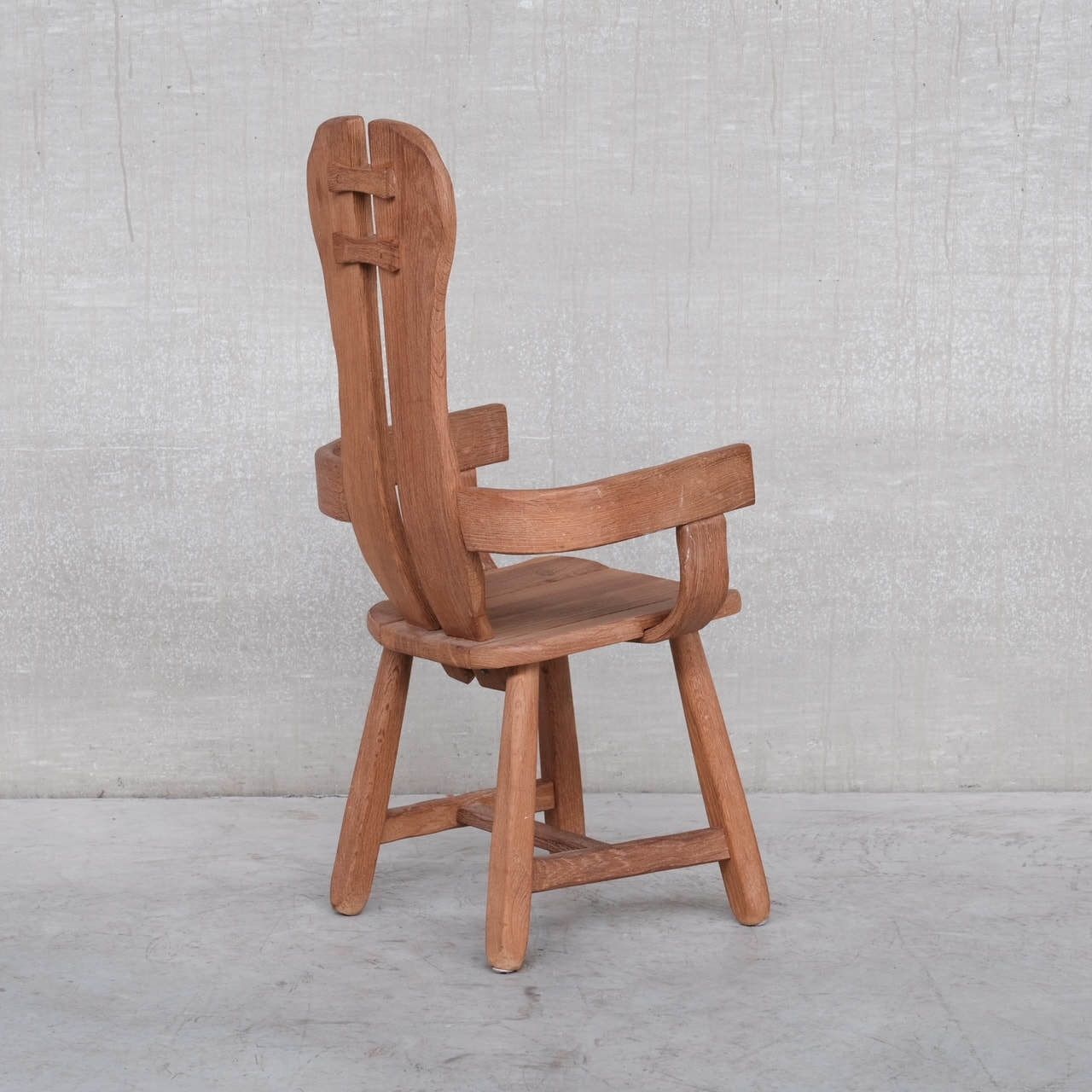 Belgium Oak Brutalist Mid Century Chairs By De Puydt (4) photo for sale