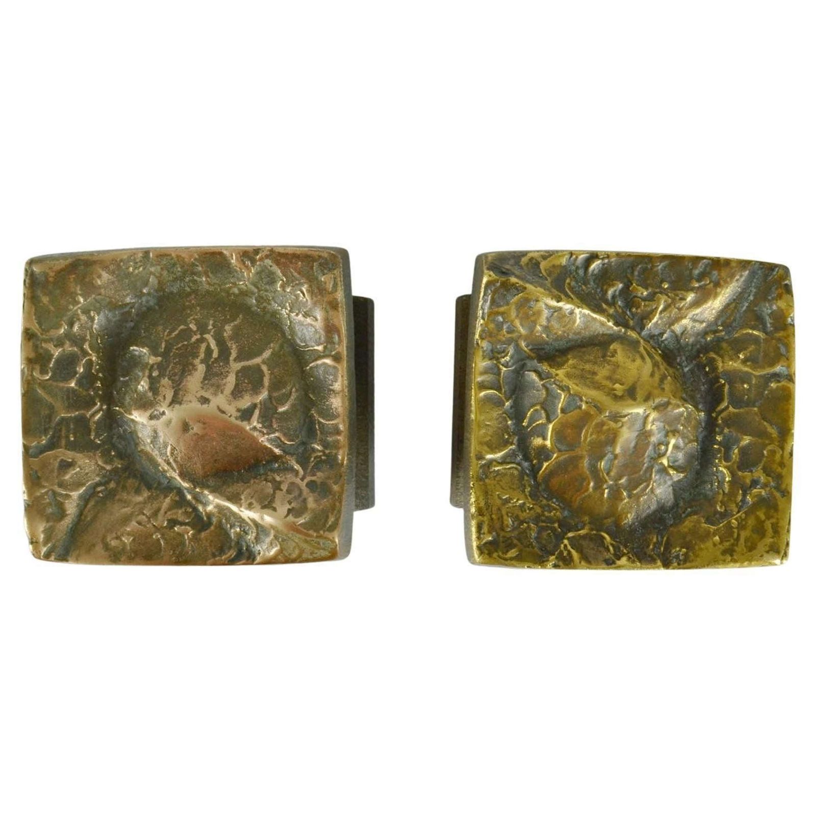 Tree Pairs Of Square Bronze Push Pull Door Handles With Tree Relief