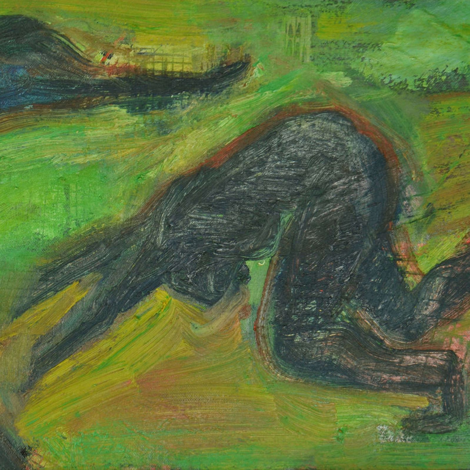 photo vintage Swedish Painting Of Dancing Women In Green Field By R. Dagstrom