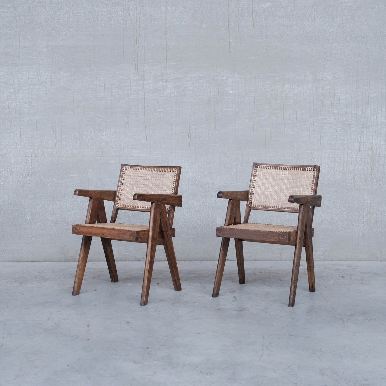 Pierre Jeanneret Pair Of Mid Century Office Armchairs