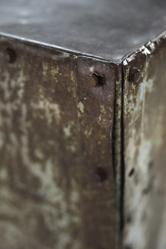 Vintage Raw Industrial Metal Factory Cabinet With Shelves, 1950s photo vintage