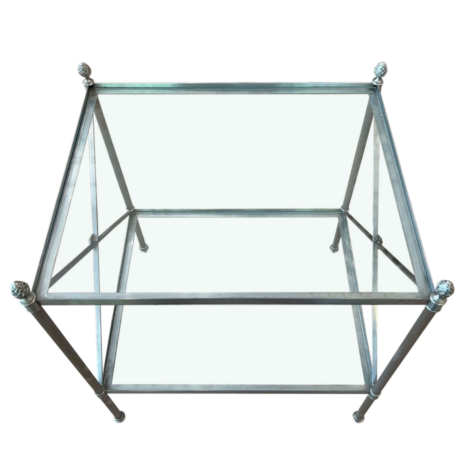 Pair Of French Midcentury Steel And Glass Side Tables photo furniture