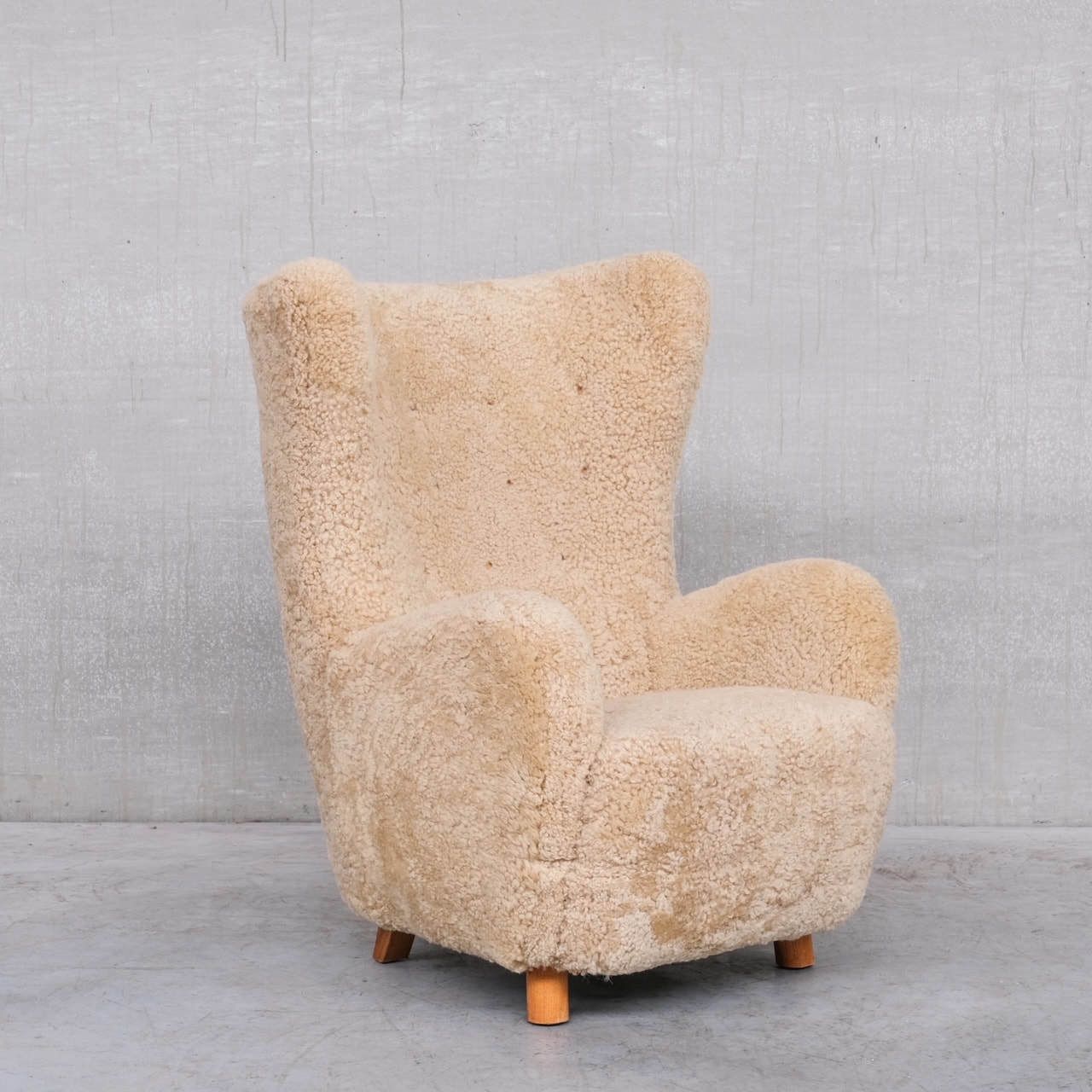 Mid Century Danish Shearling Teddy Bear Armchair Attr. To Mogens Lassen