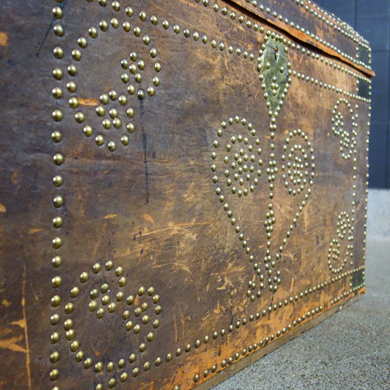 Brocante Swedish Wedding Chest – Leather – 19th Century photo buy