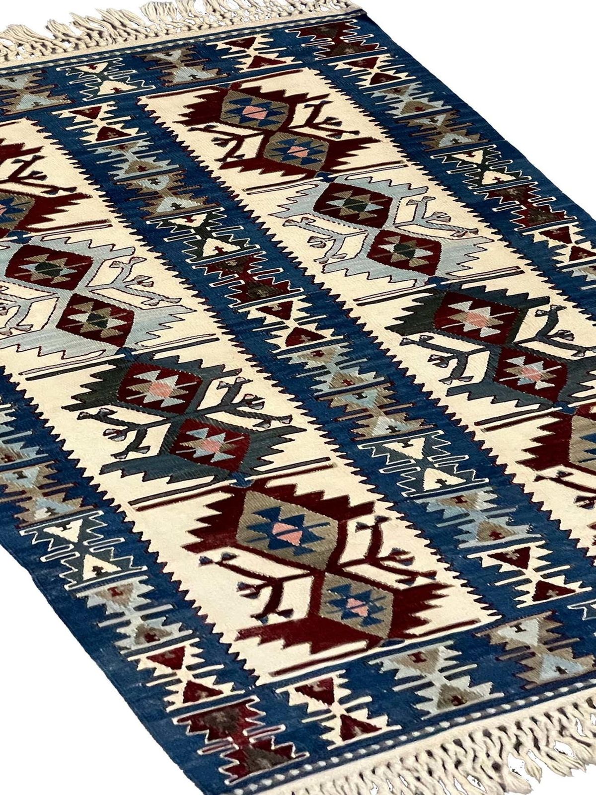 Kilim Geometric Handmade Carpet Oriental Tribal Rug photo for sale