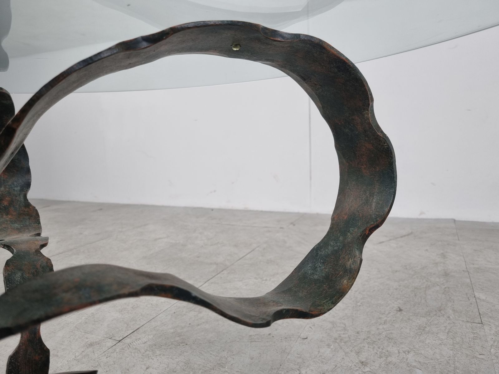 photo for sale Sculpted Steel Flower Coffee Table, 1970s