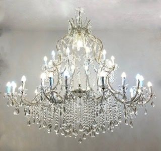 Gigantic Italian Crystal Chandelier 1950’s Fully Restored photo Lighting