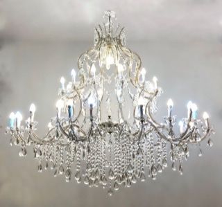 Gigantic Italian Crystal Chandelier 1950’s Fully Restored photo vinterior