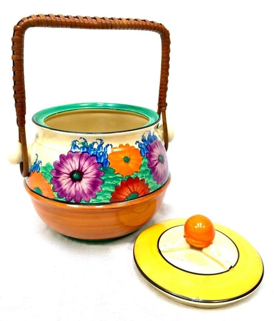 Clarice Cliff Gayday Biscuit Barrel Shape 355 Art Deco Pottery Antique / Bizarre photo vintage