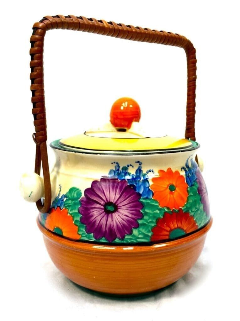 photo furniture Clarice Cliff Gayday Biscuit Barrel Shape 355 Art Deco Pottery Antique / Bizarre