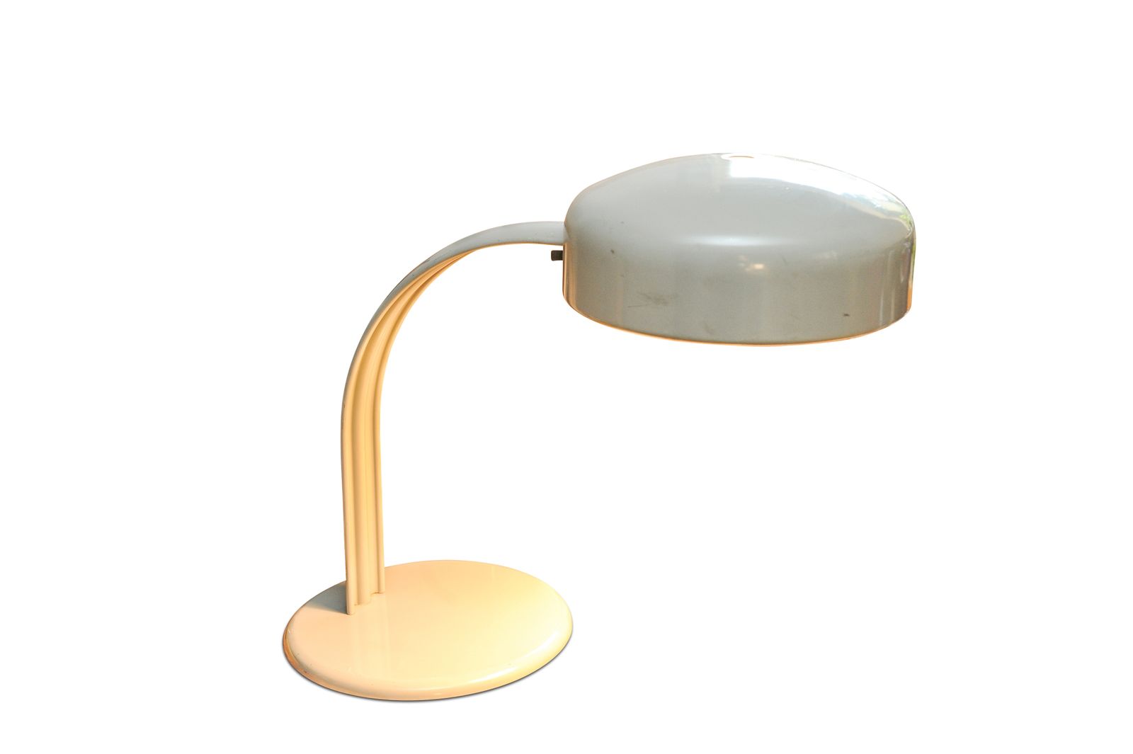 Mid Century Grey Curved Aluminium Desk Lamp With Ebonised Rear Toggle Switch Italian 1960's Ol photo for sale