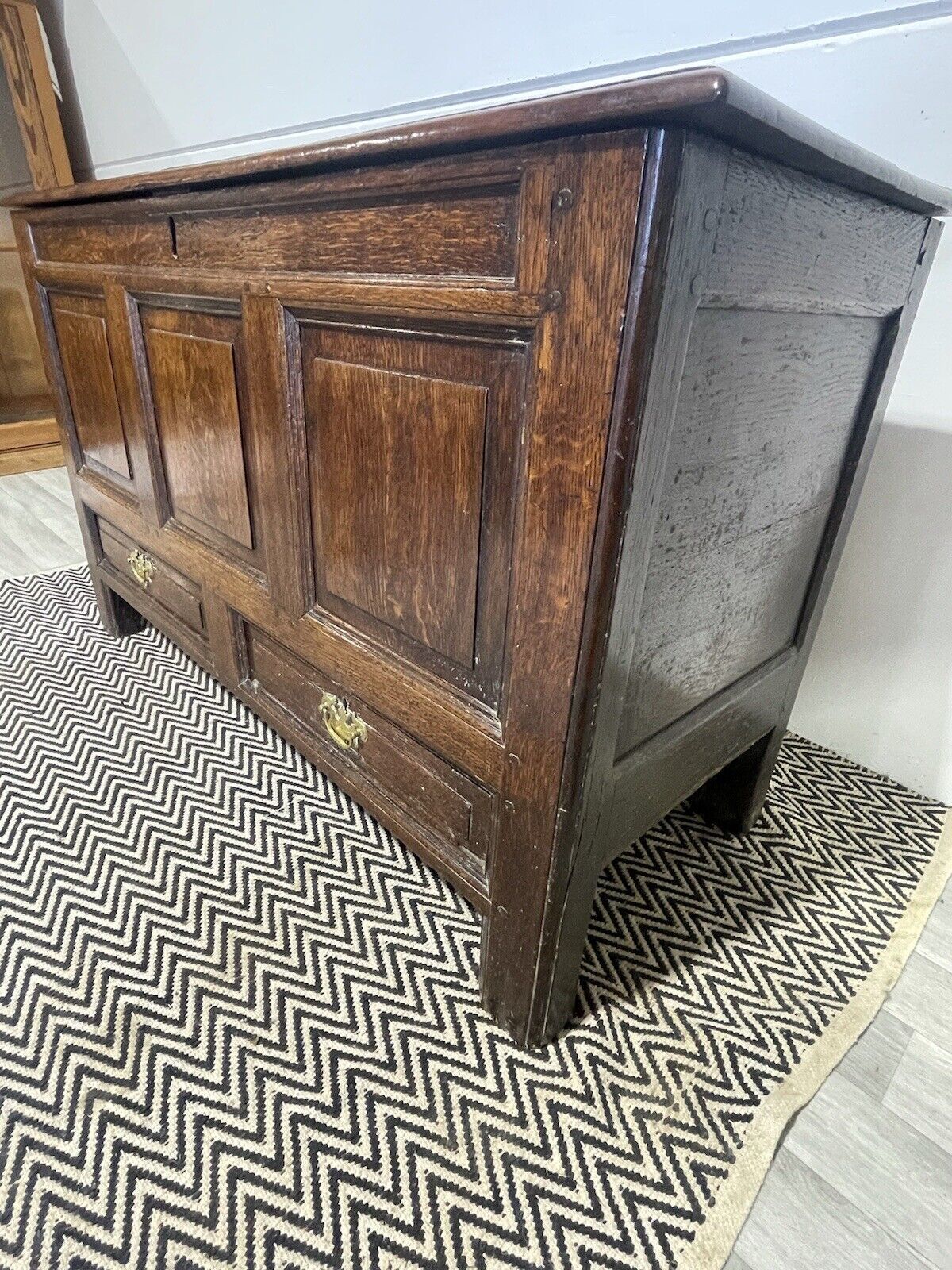 photo for sale Antique C1740 Welsh Oak Mule Chest Trunk Storage Blanket Chest Hallway Storage