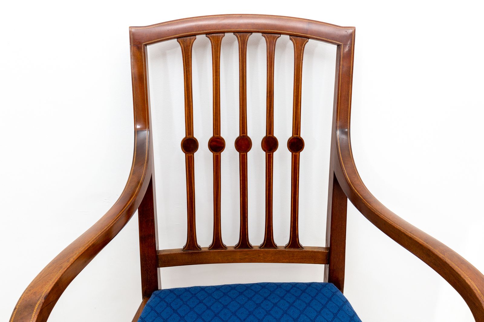 photo buy Fine English Regency Sheraton Revival Antique Mahogany Inlaid Armchair