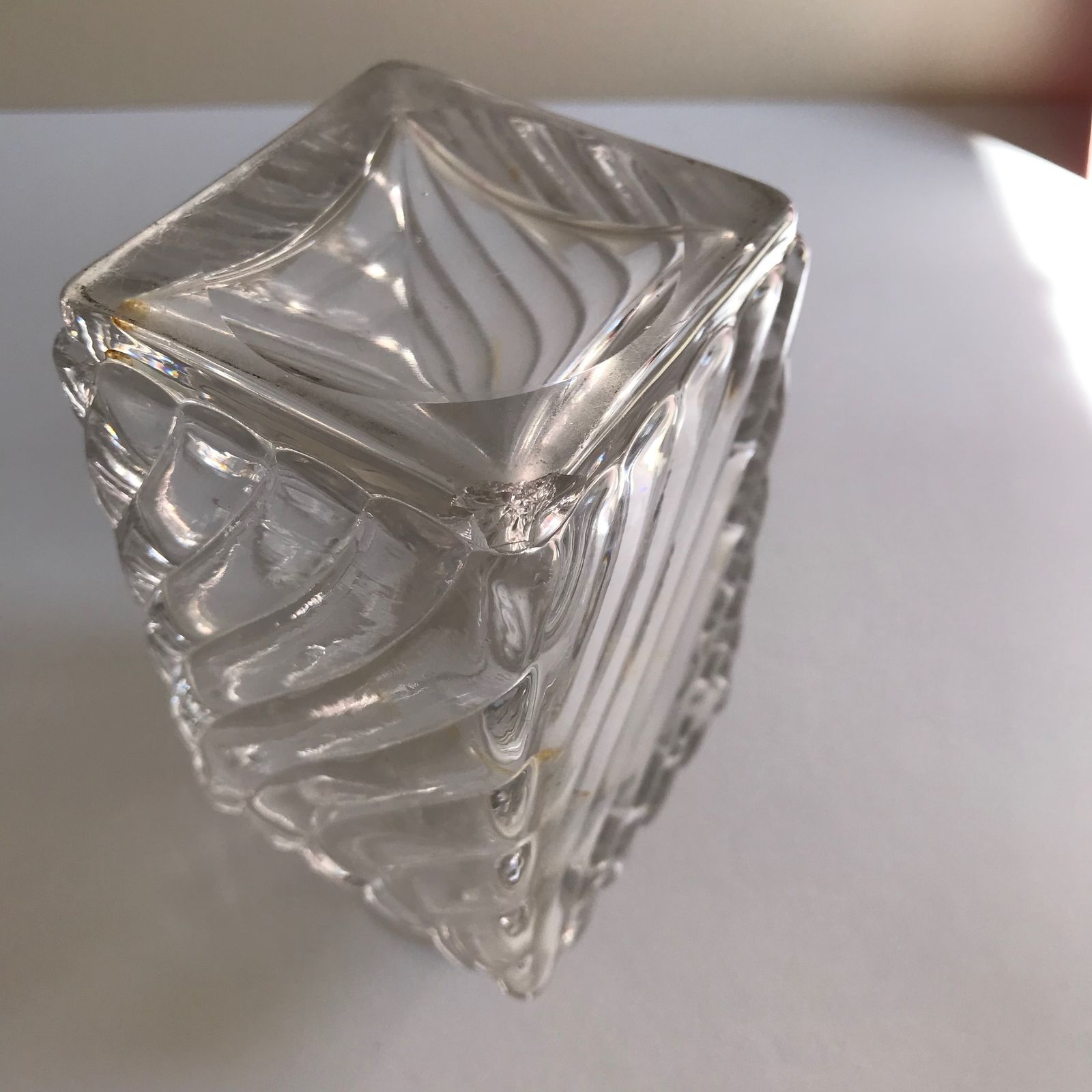 Baccarat Square Base Swirl Bamboo Design Crystal Small Decanters  Set Of 2 photo for sale