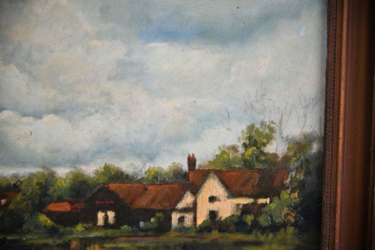 Rural River Landscape Oil Painting photo buy
