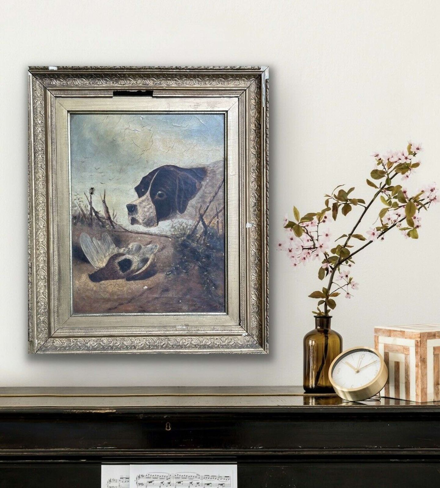 Original Oil Painting After Richard Ansdell “ Pointer And Partridge