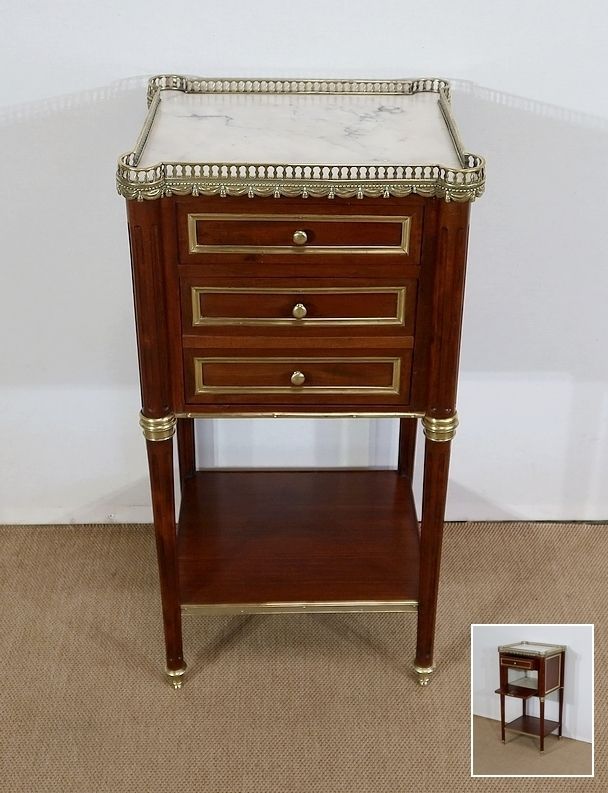 Small Middle Cabinet In Solid Mahogany And Marble, Louis XVI Style   Period 1900