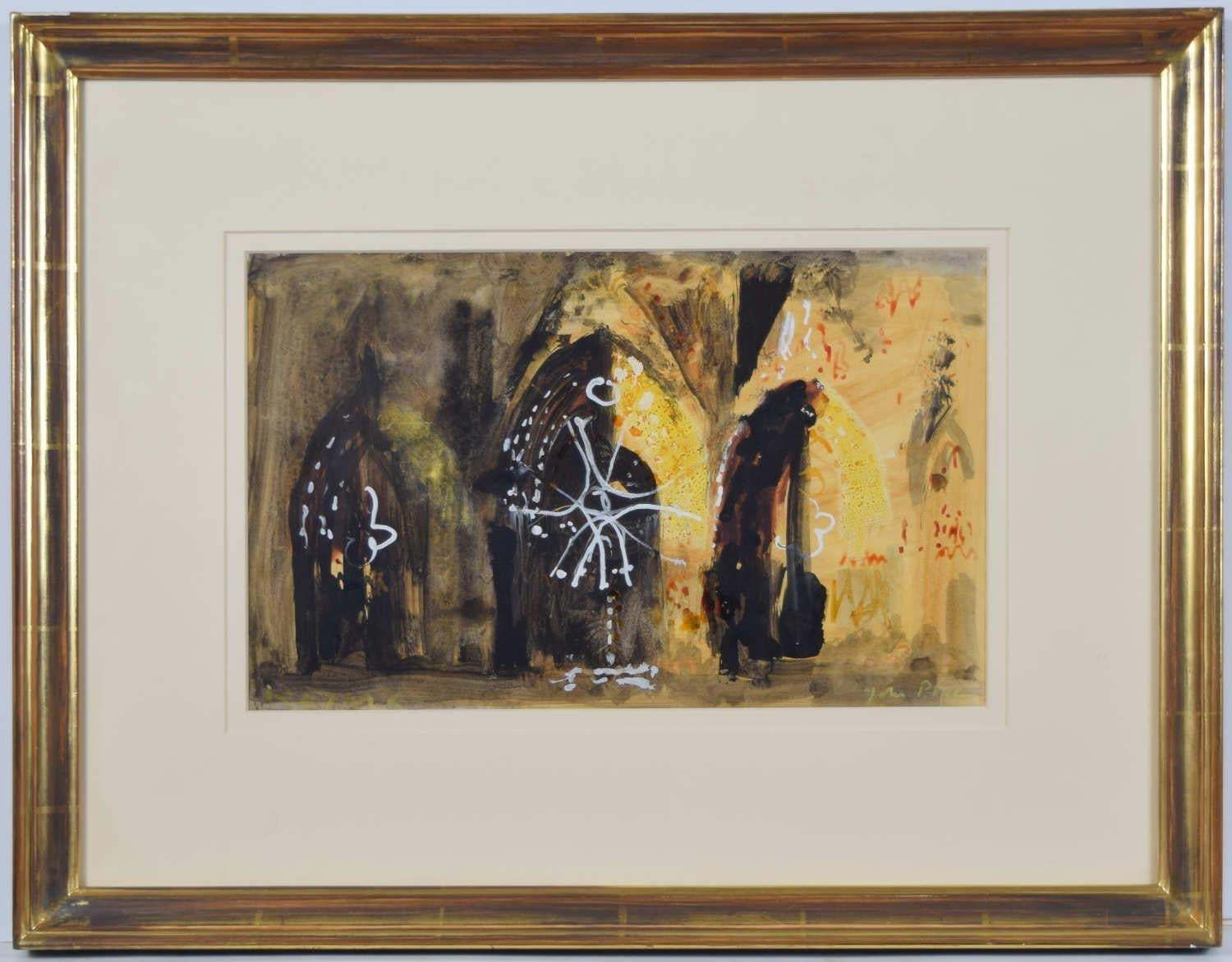 John Piper Rheims Cathedral, France Watercolour/Gouache/Ink Reims C.1960 photo furniture