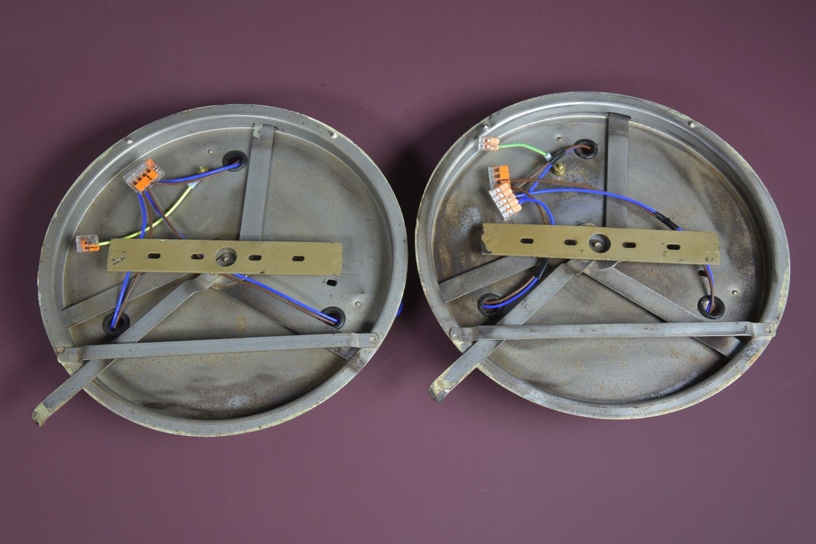 Domed Opaline Surface Mount Lights photo vintage