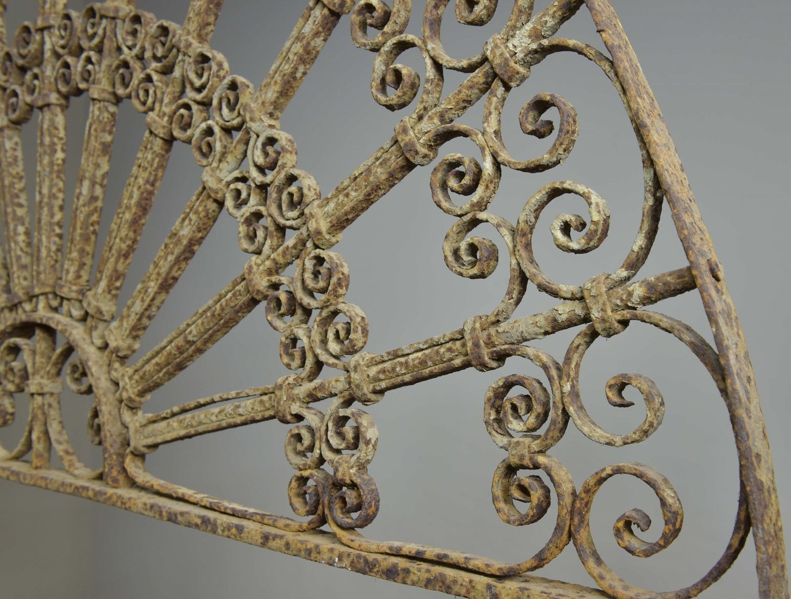 Antique Wrought Iron Demilune Overdoor Grill photo vintage