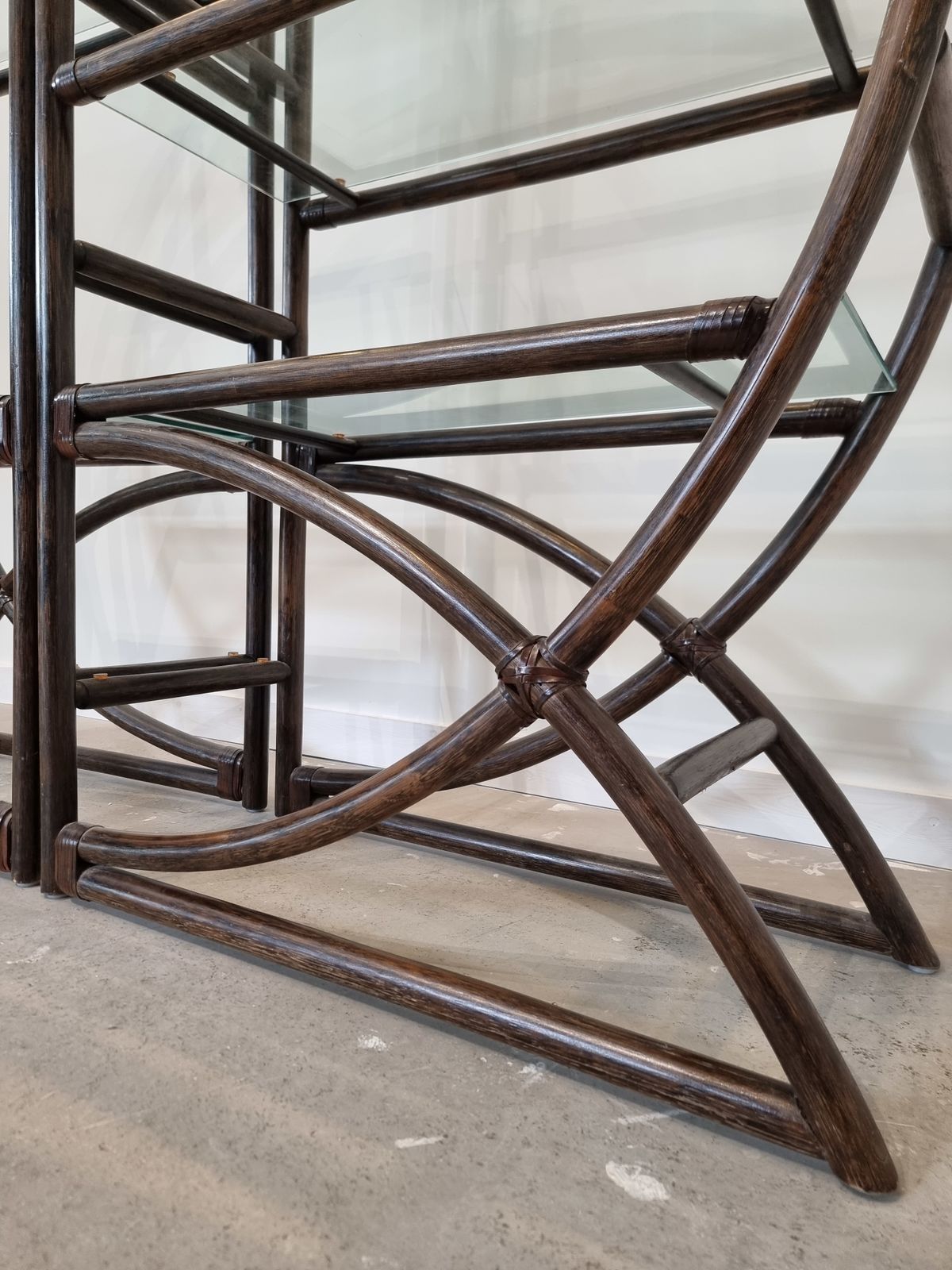 Furniture Brown Rattan Roomdivider, Boho photo