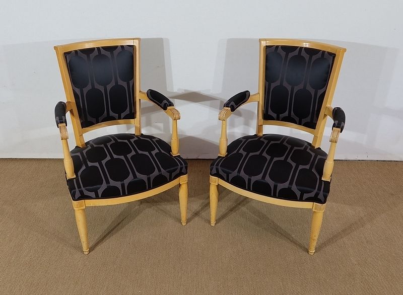 Pair Of Armchairs In Solid Sycamore, Directoire Taste   1940