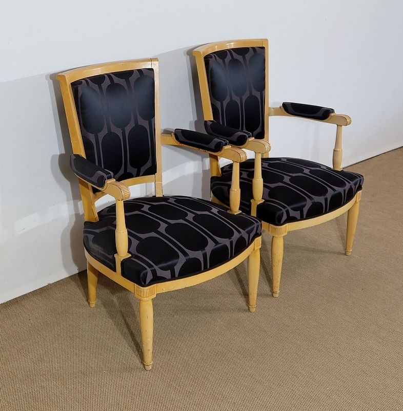 Pair Of Armchairs In Solid Sycamore, Directoire Taste   1940 photo for sale