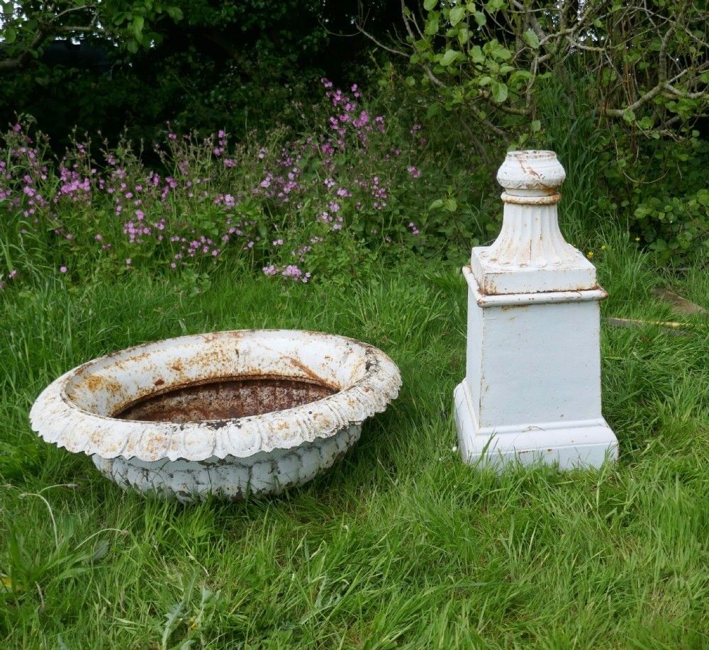 photo for sale Pair Of Very Large Victorian Cast Iron Garden Urns, Garden Planters