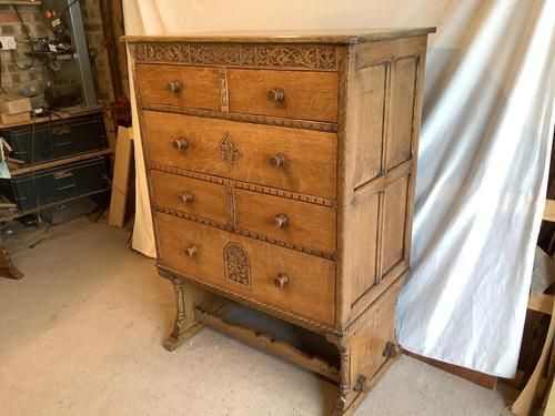 Norfolk Oak Chest On Stand, 1960s