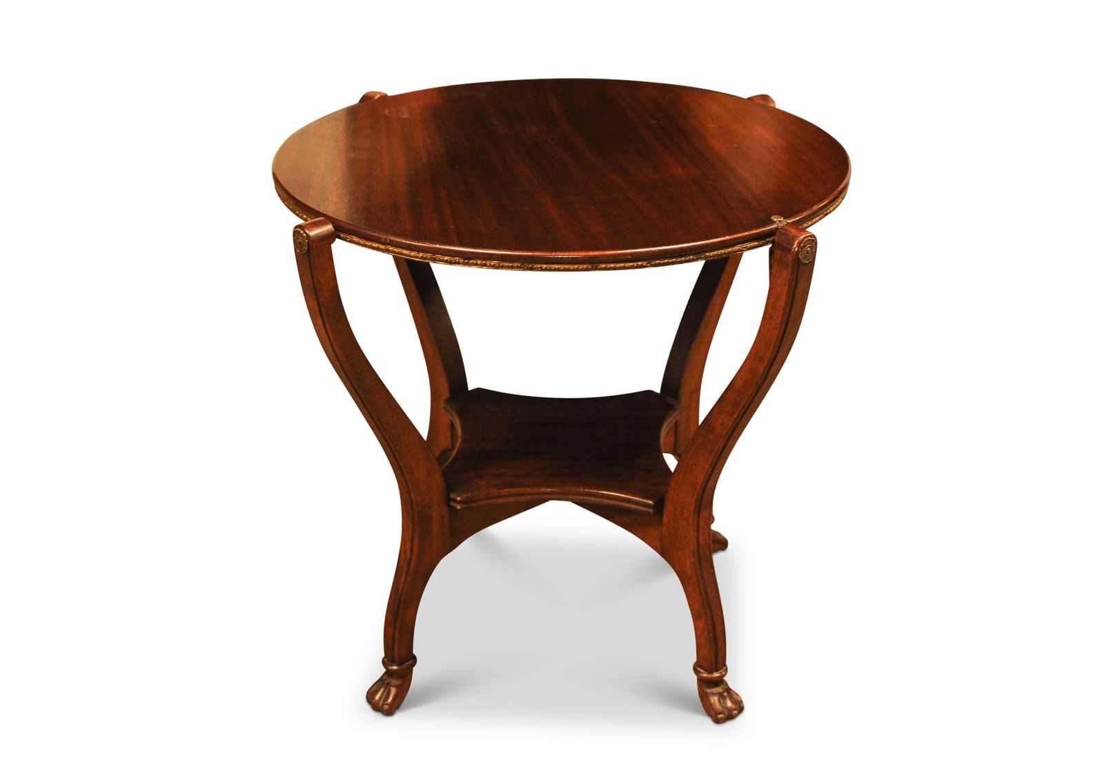 A Rare Example 19th Century, Empire, Regency Card Table, With A Reversible Top Featuring An Embossed Brass Banding & Brass Dice Bowls Ol