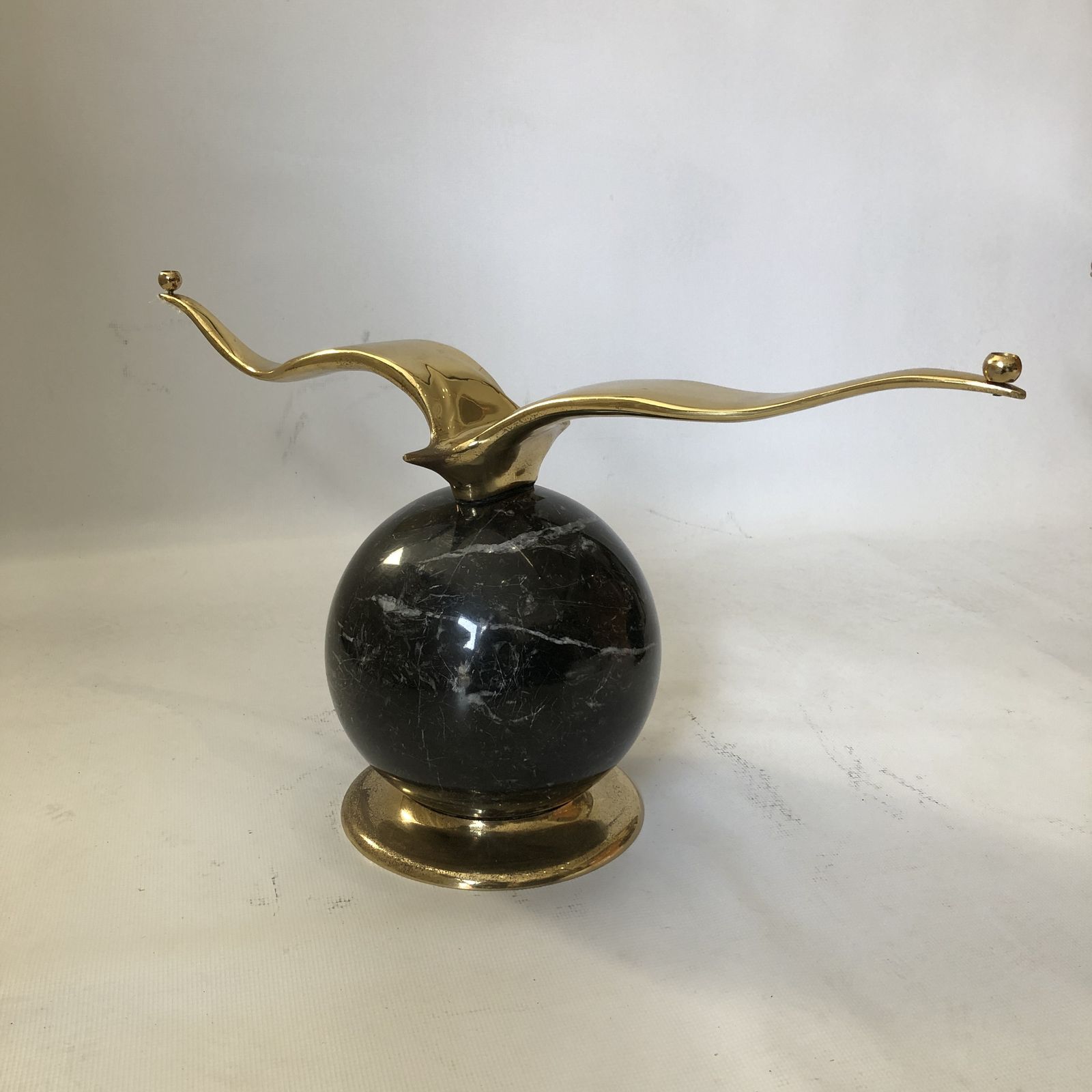 photo for sale Hollywood Regency Marble Brass Birds Glass Coffee Table 1970s Gold 80s Albatross
