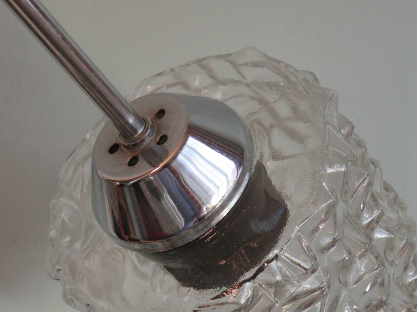 Mid Century Chandelier, Chrome And Glass, Belgium 1960 photo vinterior