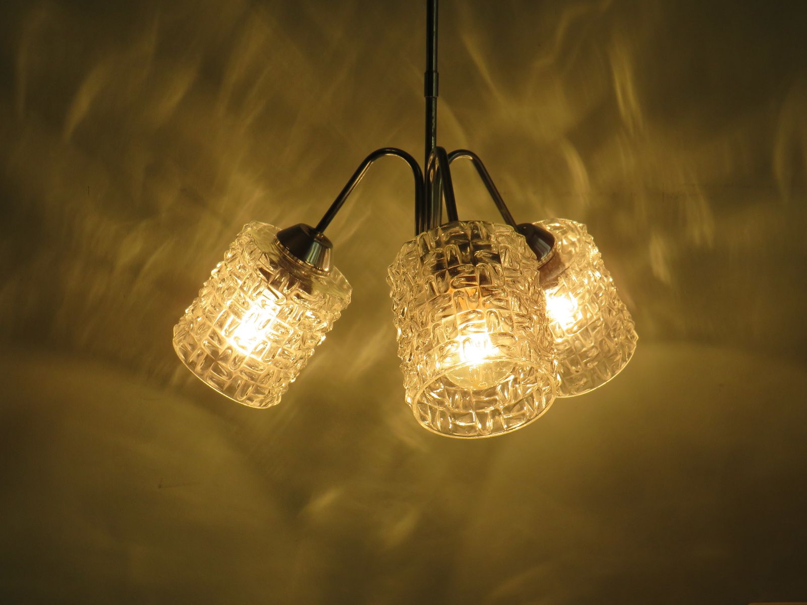 photo furniture Mid Century Chandelier, Chrome And Glass, Belgium 1960
