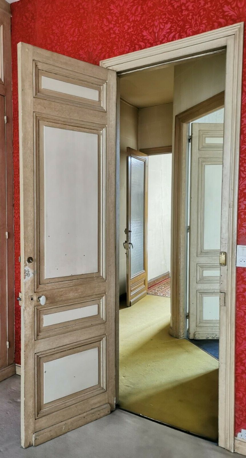 Double Sided Passage Door In Patinated Fir XX Century photo furniture