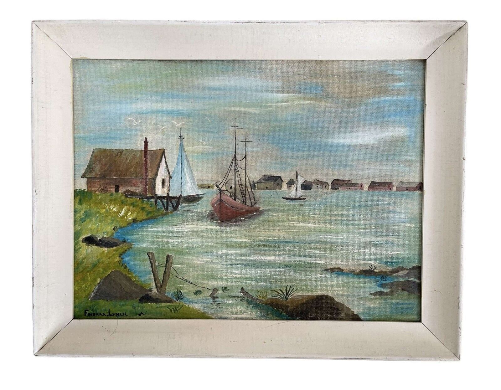 Original Oil Painting By Finbarr Lynch 1969 Scandinavian Coast