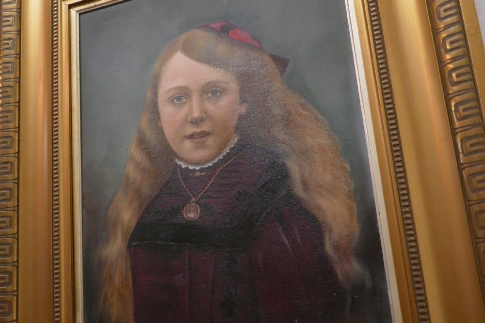 19th Century Oil On Canvas Portrait Of A Young Girl photo for sale