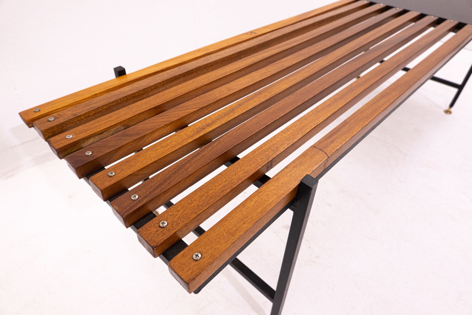 Mid Century Modern Slatted Bench photo Furniture