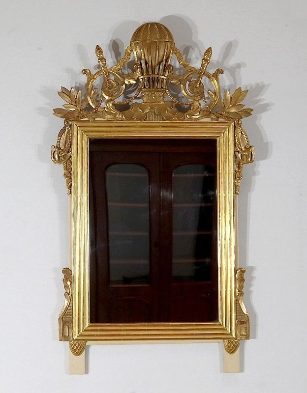Mirror In Wood Gilded With Gold Leaf Louis   19th Century