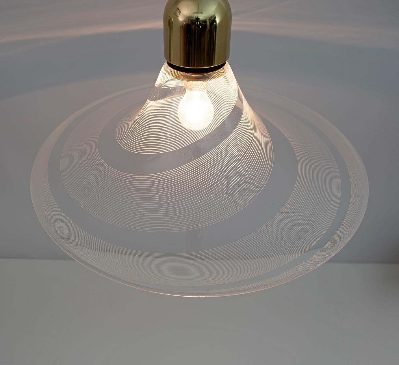 Mid Century Modern Italian Murano Spiral Glass Pendant Lamp, 1970s photo Lighting