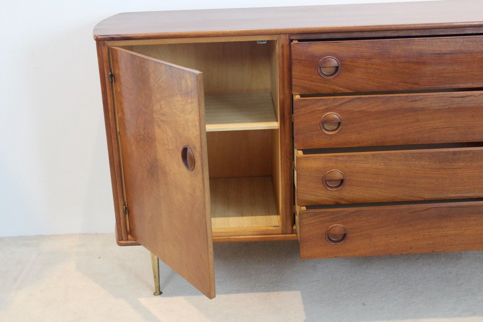 Walnut And Brass Sideboard By William Watting For Fristho Modernart Denmark photo vinterior