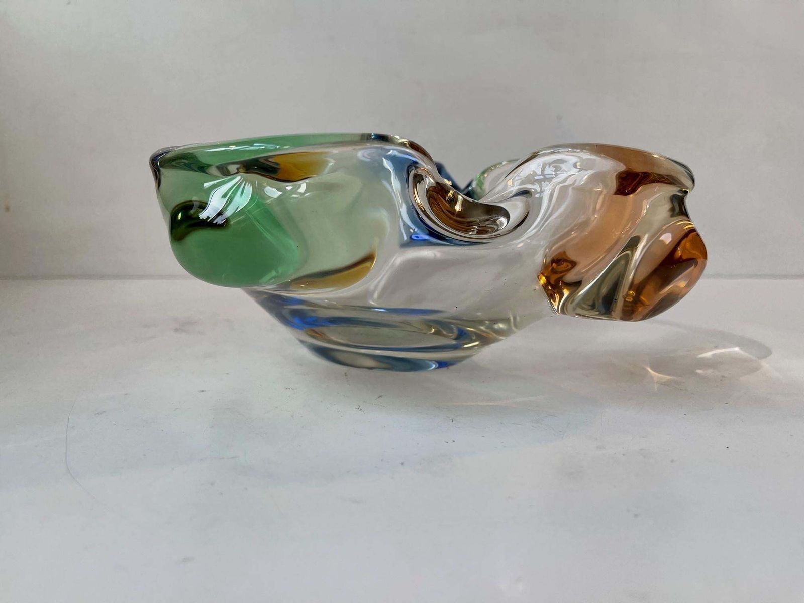 Frantisek Zemek Rainbow Art Glass Dish For Mstisov, Czech 1960s photo furniture