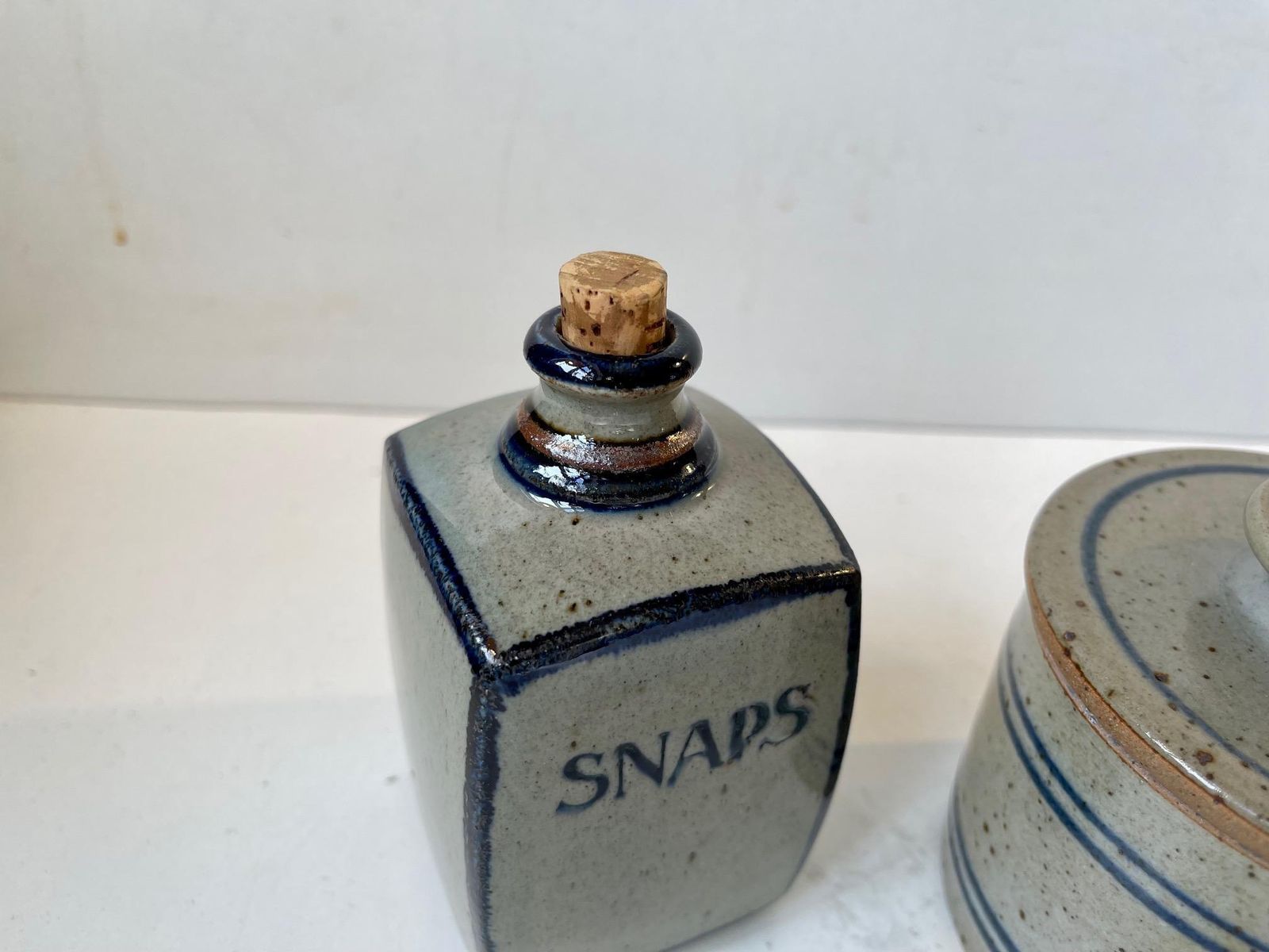 Knabstrup Lidded Jar & Decanter In Glazed Stoneware, Danish, 1970s photo Home Decor